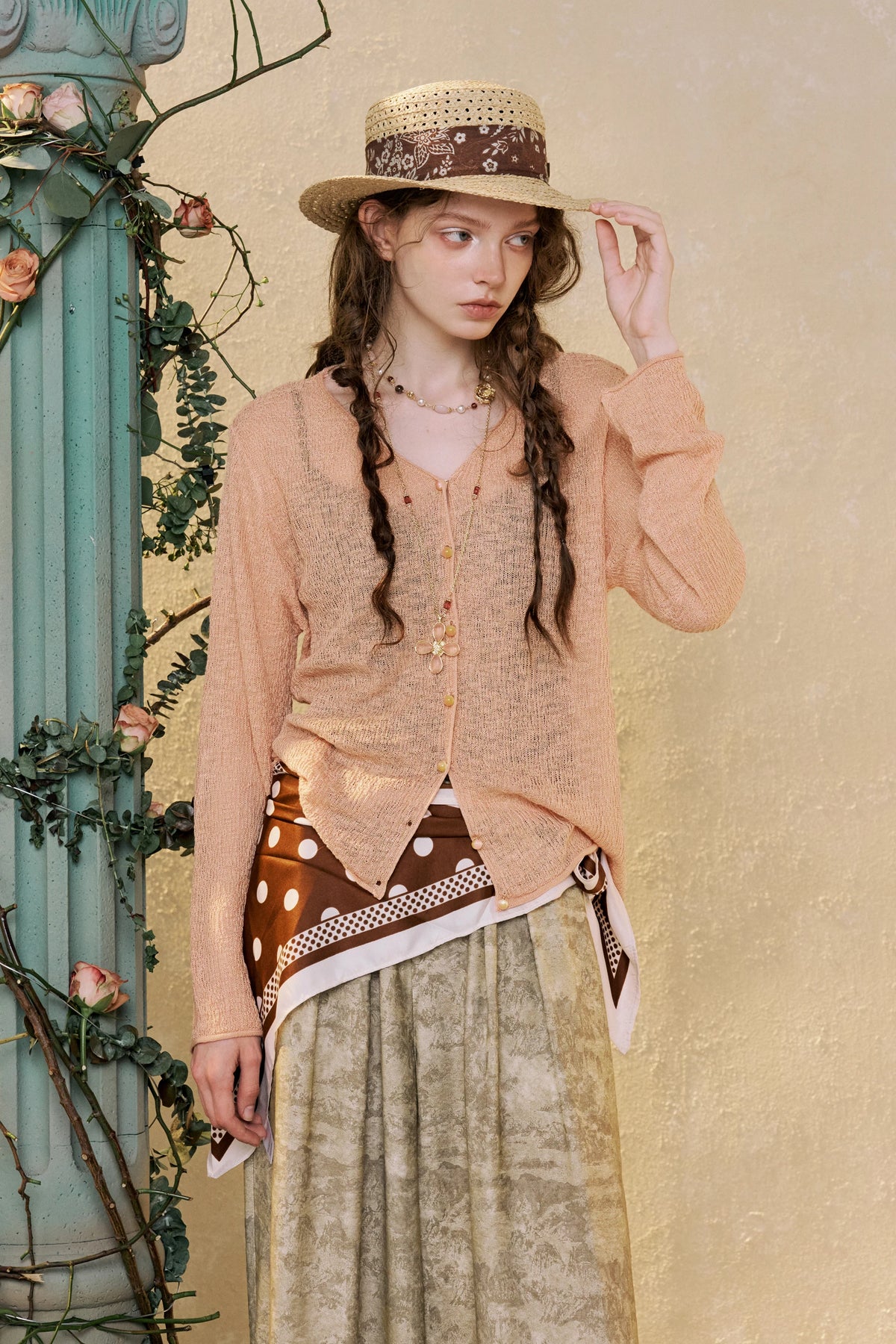 Women's Casual Long Sleeve Knitwear with V Neck Button, Cropped Slim Fitted Tee for Everyday, Chic Basic Solid Knit Top