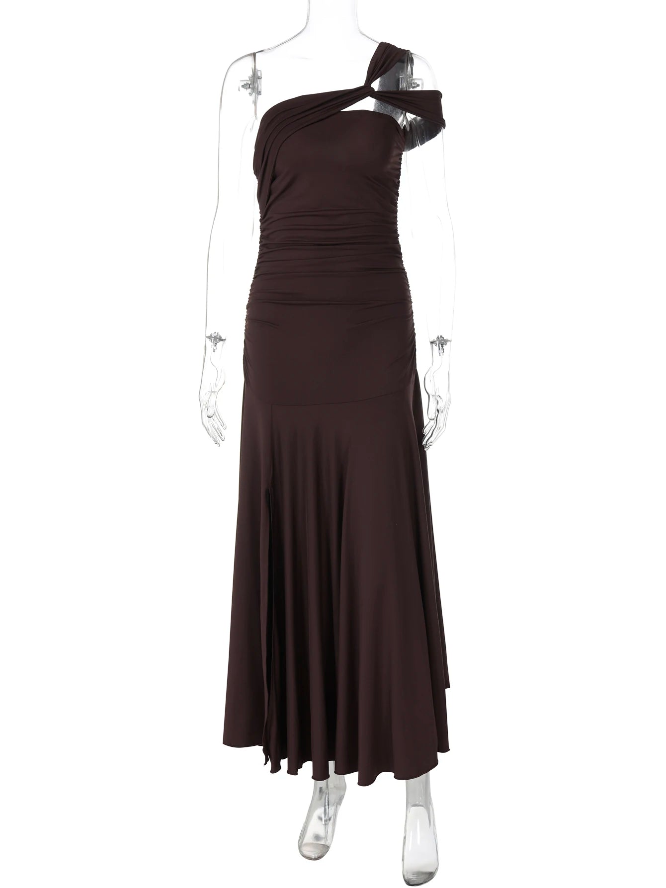 Split Sexy Maxi Dress Women Ruched Elegan One Shoulder Backless Summer Classic Midnight Party Clubwear Gown Vestidos