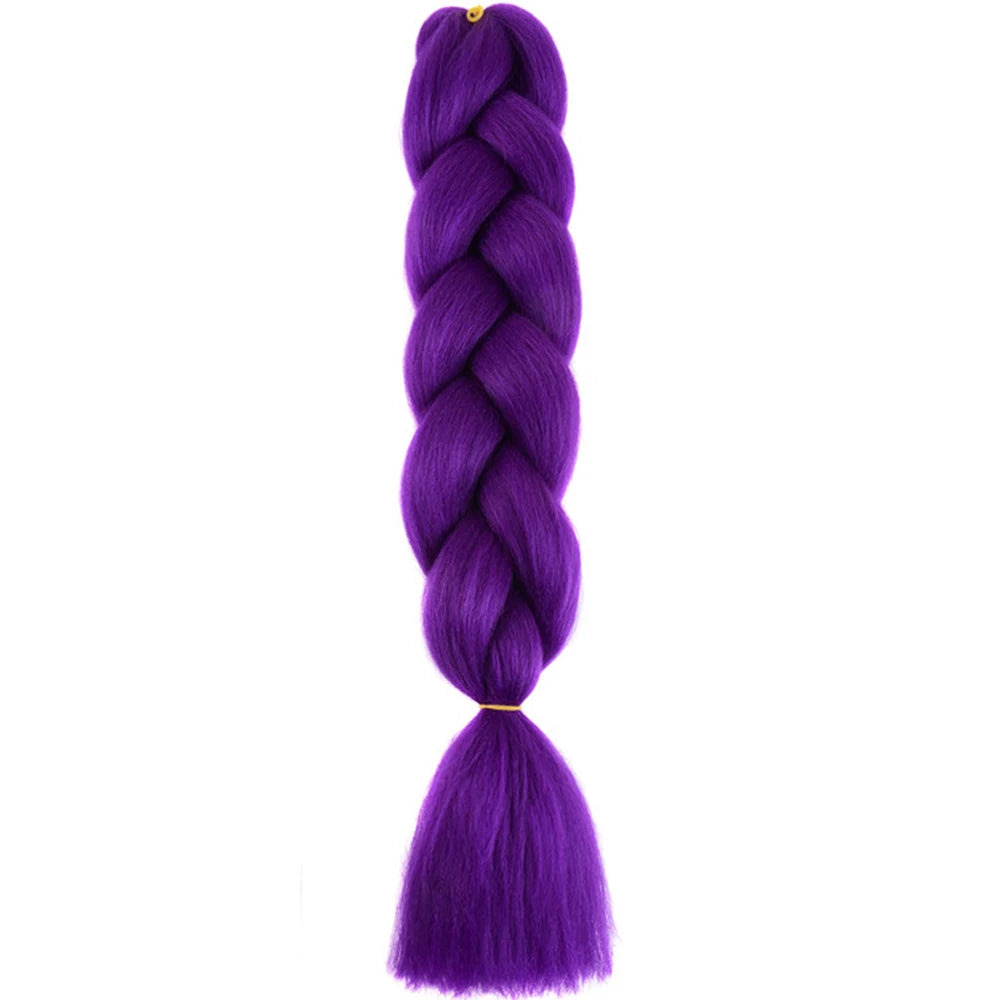 24 Inch Jumbo Box Braids Extensions Synthetic Braiding Hair DIY Hair Braids For Children Pink Purple Yellow Gray