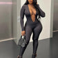 Backless Sexy Jumpsuit Women Basic Classics Deep V Neck Full Sleeve Backless Trend Midnight Clubwear Workout Overalls