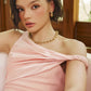 Folds Dress Women Inclined Shoulder Sleeveless Fluffy Hem Birthday Party Elegant Sweet Banquet Chic Summer Bodycon