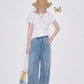 High Waist Wide Leg Jeans for Women, Casual Loose Fit Denim Pants with Elastic Waist, Lightweight Washed Trousers