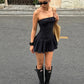 Summer Fashion Folds Dress Women Chest Wrap Sleeveless Skinny Sexy Midnight Simple Classic Prom Party Chic Mini Bodycon
