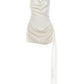 Folds Tassel Dress Women Halter Bandage Swing Collar Sleeveless Backless Folds Elegant Birthday Party Mini Bodycon