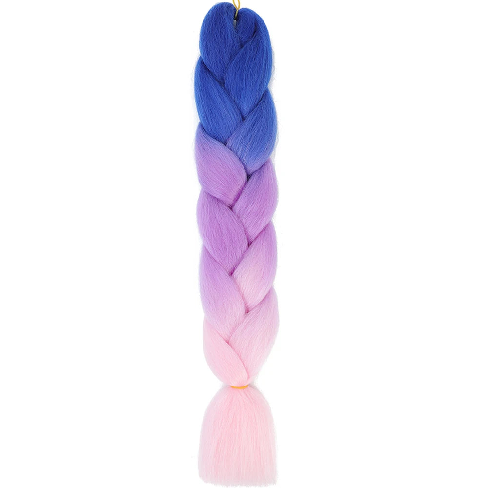 24 Inch Jumbo Box Braids Extensions Synthetic Braiding Hair DIY Hair Braids For Children Pink Purple Yellow Gray
