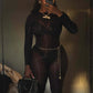 See Through Foot Jumpsuit Women Thin Shines Fit Coquette Midnight Stretch Full Sleeve Club Skinny Activity Overalls