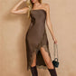 Satin Lace Slip Dress for Women Y2k Backless Asymmetrical Tube Dress Summer Sleeveless Going Out Dresses Party Clubwear