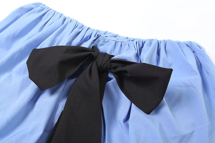 Casual Women 2 Piece Set Ruched Simple Single-Breasted Tank Tops+Split Knot Ribbon Skirts Matching Solid Streetwear