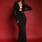 Two Butterfly Long Sleeve Sexy Maxi Dress For Women Gown Fashion Hollow Out V Neck Backless Bodycon Club Long Dress