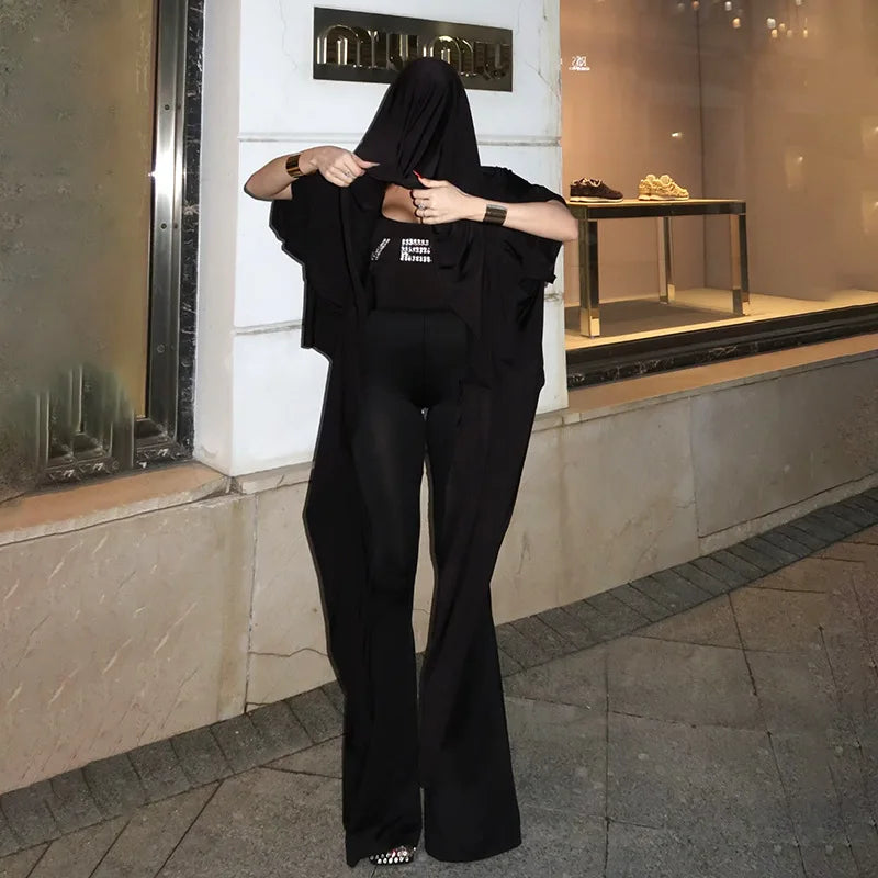 Rhinestone Wet Sleeveless Flare Jumpsuits Black One Piece Clothes Sexy Jumpsuit for Womens 2024 Club Outfits