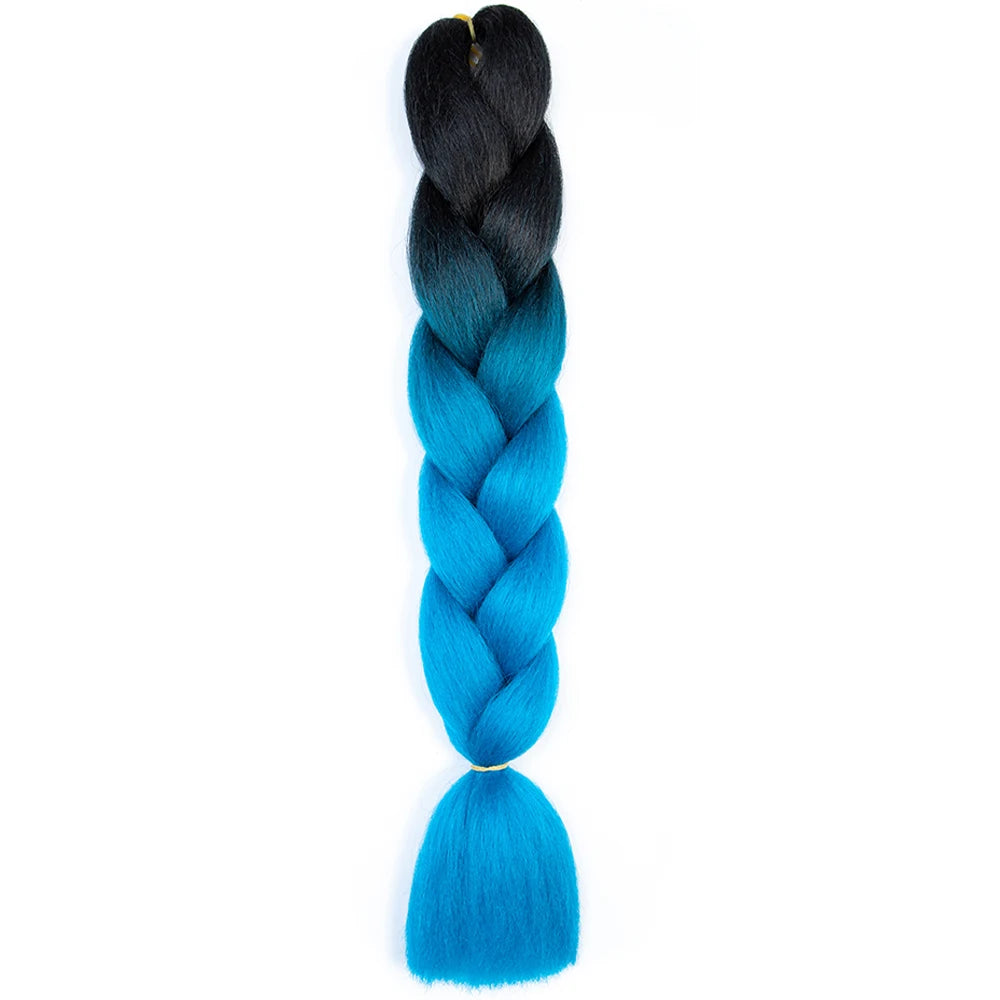24 Inch Jumbo Box Braids Extensions Synthetic Braiding Hair DIY Hair Braids For Children Pink Purple Yellow Gray
