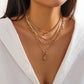 Vintage Multilayer Coin OT Buckle Pendant Choker Necklace for Women Trendy Collar Punk Flat Snake Chain Aesthetic Jewelry Gift