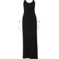 Spaghetti Strap Backless Sexy Maxi Dress Women Elegant Black Sleeveless Draped Bodycon Club Party Long Dress Female