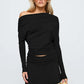 Autumn Fashion Two Piece Set Women One Shoulder Long Sleeve T-shirt And Mini Skirt Matching Set Female Skirt Set New