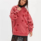 American Casual Oversized Star Patch Hoodie Women Vintage Loose Drop Shoulder Kangaroo Pocket Everyday Street Sweatshirt