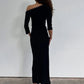 Off-shoulder Backless Sexy Maxi Dress Women Elegant Black Bodycon Ruched Split Party Club Long Dress Female Gown
