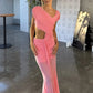Sexy Sleeveless Hollow Out Pleated Patchwork Maxi Dress For Women High Waist Off-shoulder Slim Club Party Long Dress