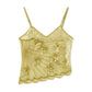 Sexy Sequin Slim Fit Irregular Strap Tank Crop Tops Versatile Sexy Hot Girl Summer Mesh See Through Sleeveless Tee Shirt