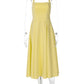Halter Backless Sexy Midi Dress Women Fashion Solid Sleeveless High Waist A-line Club Party Pleated Long Dresses Female