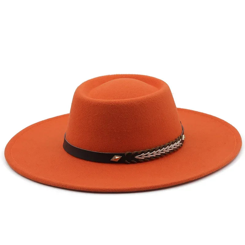 British Style Felt Fedoras Hats for Women9.5CM Wide Brim Men Formal Luxury Jazz Caps Bowler Wedding Dress Hat Chapeau Femme