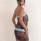 Sequins Patchwork Mini Dress Woman Leopard Print Wrap Chest Backless Skinny Peach Hip Street Wild Fashion Bodycon