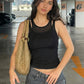 Fake Two-piece Tanks Top White Black Trendy Sleeveless Crop Tops Woman Summer Clothes 2026