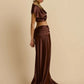 Women's Sexy Club Party Two-Piece Set Elegant Sleeveless Crop Top Maxi Skirt Matching Sets Female Ruched Two Piece Set