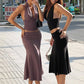 Elegant 2 Piece Set women Trend Backless Halter Patchwork Tank Top+Skirts Trend Fashion Simple Party Street Suits