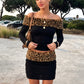 Leopard Print Plush Patchwork 2-Piece Set Women Slash Neck Full Sleeve Crop Tops+Elastic Waist Skirt Sexy Autumn Suit