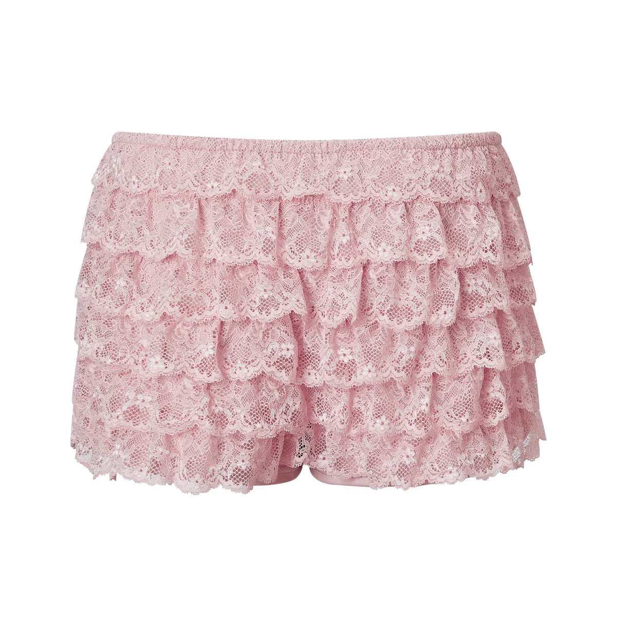 Womens Multi Layer Ruffle Lace Bloomers Elastic Waist Scalloped Lace Shorts Beach Holiday Daily Wear Cute Casual Bottoms
