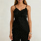 Fashion Summer Women Satin Camisole Top Y2K Polka Dot Lace Trim Spaghetti Strap V Neck Blouse Casual Streetwear