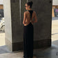 Racerback Maxi Dress Open Back Hardware Detail Black Cocktail Dresses Sexy Party Outfit for Woman 2026