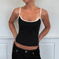 Y2K Color Block Trim Cami Top White Piping Spaghetti Strap Slim Fit Tank Solid Color Casual Streetwear Going Out Tops