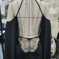 Butterfly Embroidery Mini Dress Cold Shoulder Flare Sleeve Halter Backless With Back Body Chain Club Party Bodycon Dress