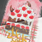 Women's Oversized Drop Shoulder T-Shirt, Graffiti Cake Print Double Gauze Tee, Casual Versatile Summer Short Sleeve Top