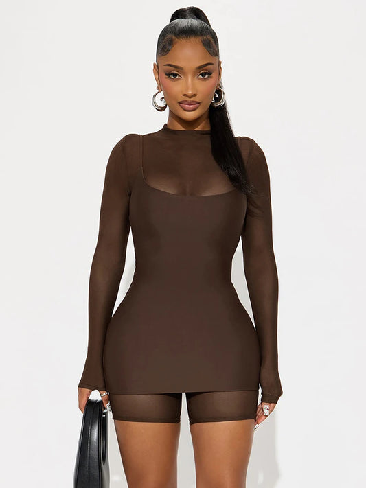 Sexy Romper+Dress Women Sexy Adjustable Strap Tight Midnight Club Hipster Skinny Stretch Autumn Fashion Mini Bodycon