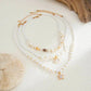 Boho 3Pcs Set Imitation Pearl Starfish Pendant Necklace for Women Y2K Style Oil Drop Charm Clavicle Chain Jewelry