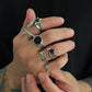 6Pcs New Gothic Snake Open Rings Set for Men Punk Irregular Stars Adjustable Knuckle Ring Halloween Jewelry Accessories