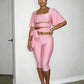 Fashion 3-Piece Set Women Solid Square Collar Flare Sleeve t-Shirt+Simple Belt+Elastic Waist Classic Short Slim Suit