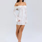 Off-shoulder Lace Sexy Mini Dress For Women White Strapless Long Sleeve Backless Bodycon Club Party Sexy Dress Elegant
