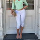 Low Rise Split Hem 3/4 Length Skinny Pants Women Solid Fold Over Waistband Capri Leggings Casual Summer Streetwear Yoga Pants
