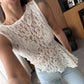 Summer Lace Sexy Tank Top Women Fashion O Neck See Through Sleeveless Tank Tops Vest Female Elegant Irregular Top Tees