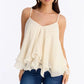 Y2K Fairy Women Chiffon Cami Blouse V Neck Spaghetti Straps Back Bow Tie Ruffle Layered Hem Loose Flowy Party Vest Top