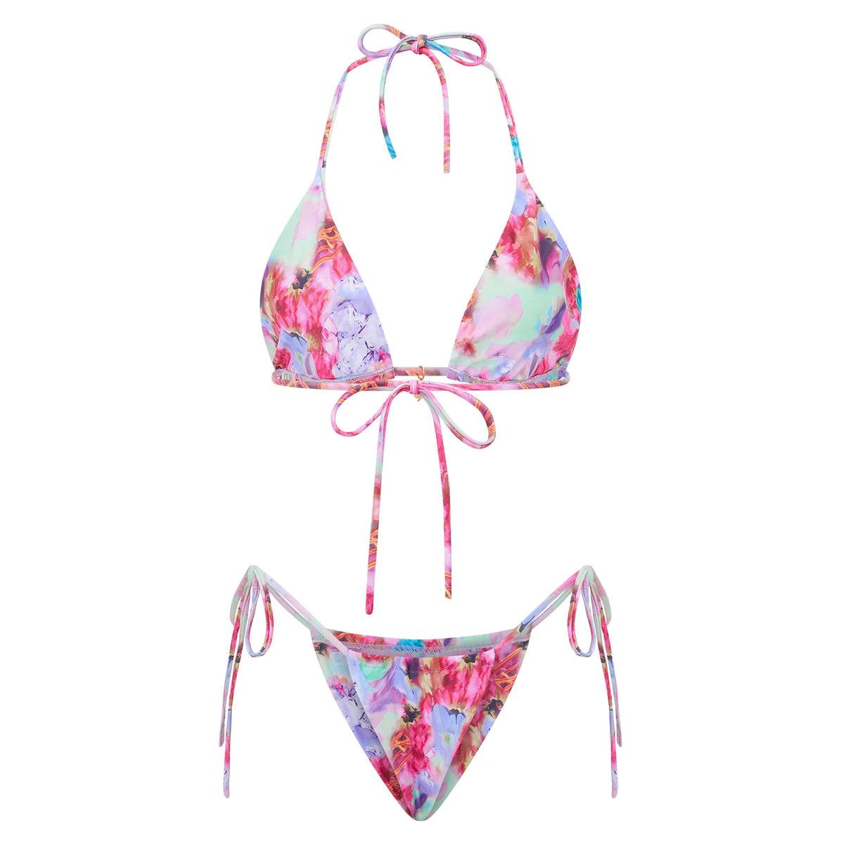 Women 2 Pieces Bikini Swimsuit Spaghetti Strap Top Tie Side Triangle G-Thong Bathing Suit Beach Holiday Swimwear