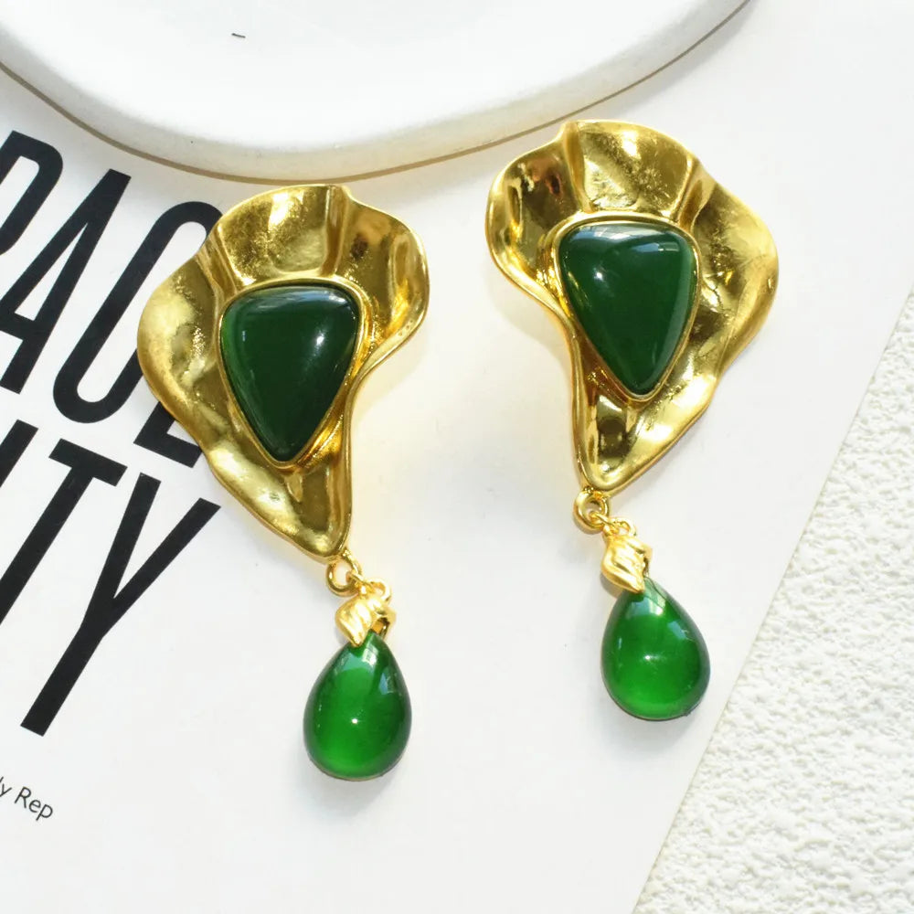 Exaggerated Metal Geometric Water Drop Dangle Earrings for Women Jewelry Gorgeous Fashion Show Statement Earrings Accessories