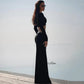 Hollow Long Sleeve Fishtail Maxi Dresses Woman Elegant Clothes White Black Evening Party Dress