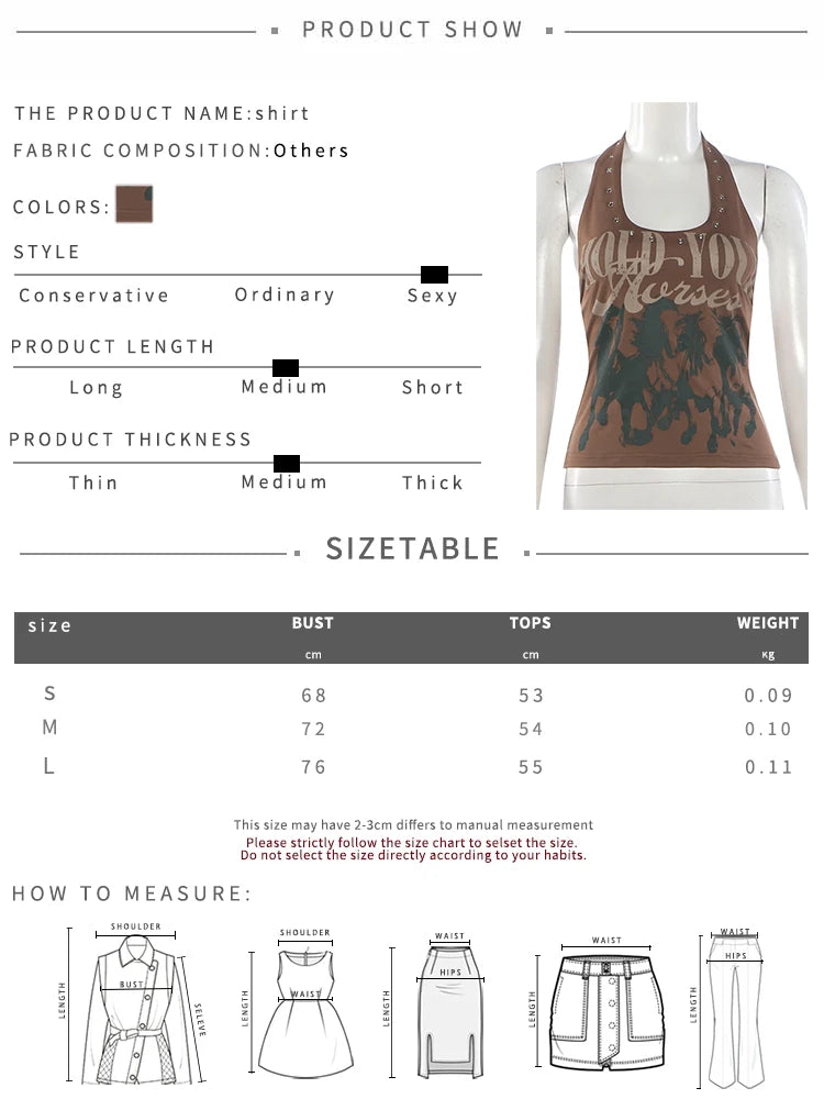 Hottie Letter Print Tank Top Women Autumn Trend Backless Haler Low-Neck Metal Hollow Patchwork Fashion Street Vest