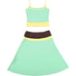 2 Pcs Woman Outfit Colorblock Camisole Top and Midi Skirt Matching Sets
