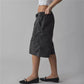 Cargo Bermuda Shorts Women Drawstring Elastic Waist Multi Pocket Loose Wide Leg Jort Y2K Street Casual Capri Bottoms