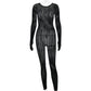 Sexy See Through Jumpsuit Women Coquette o-Neck Full Sleeve Stretch Hipster Skinny Fit 2026 Spring Clubwear Overalls